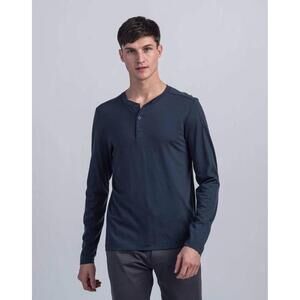 Rhone Trek Henley Long Sleeve Merino Wool Pullover Shirt Men's Large Navy Blue